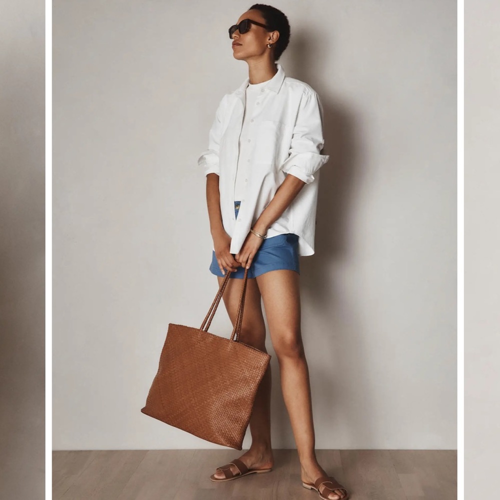 Quince Italian Leather Handwoven Tote